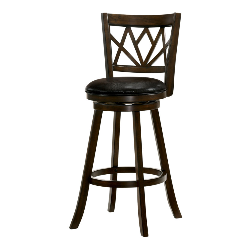 Rickey Swivel Upholstered Counter Stool, Brown Cherry, Bar Stool (30.12" Seat Height)