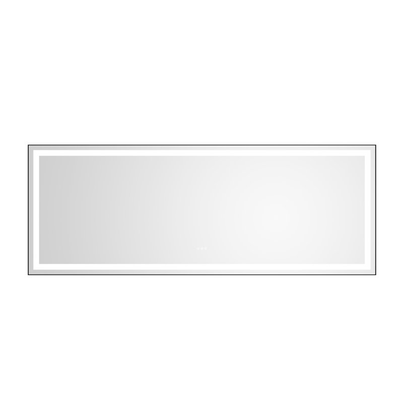 Miroir rectangulaire de salle de bain - Cadre noir, couleur réglable, bouton tactile intelligent pour le maquillage, les soins de la peau et le toilettage grand avec brouillard de cadre, contrôle de la température, maquillage opéré