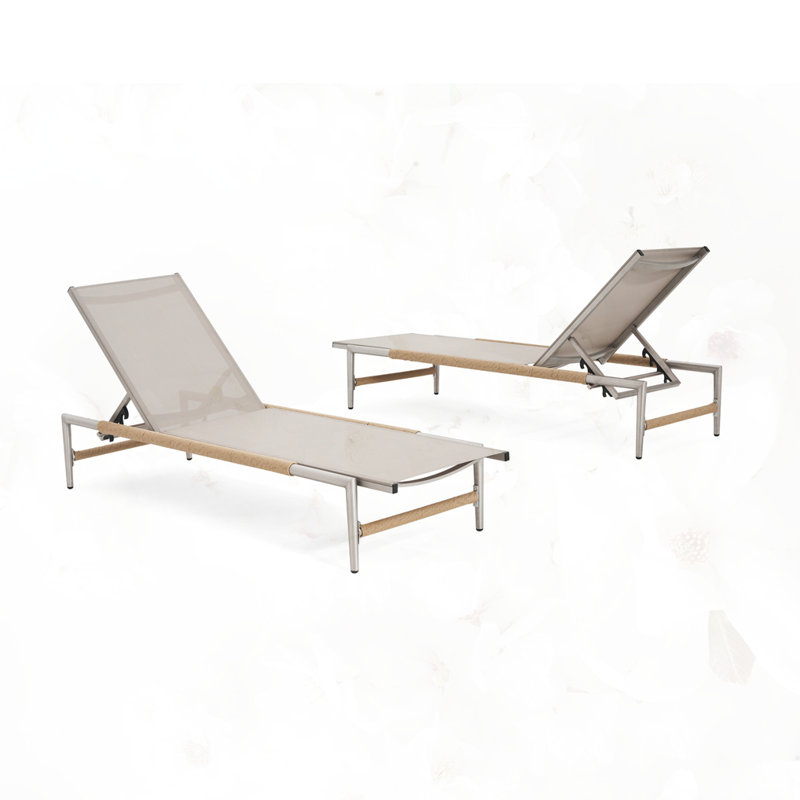 Kennon Patio Relaxation Aluminum Chaise Lounge, 2