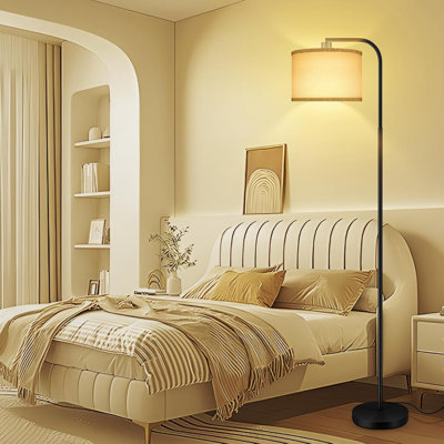 Lampe sur pied à intensité variable pour le salon, lampes à arc avec télécommande, intensité réglable en continu et température des couleurs, 2700K-6500K, lampe sur pied de 67 po de hauteur pour bureau de chambre à coucher, blanc