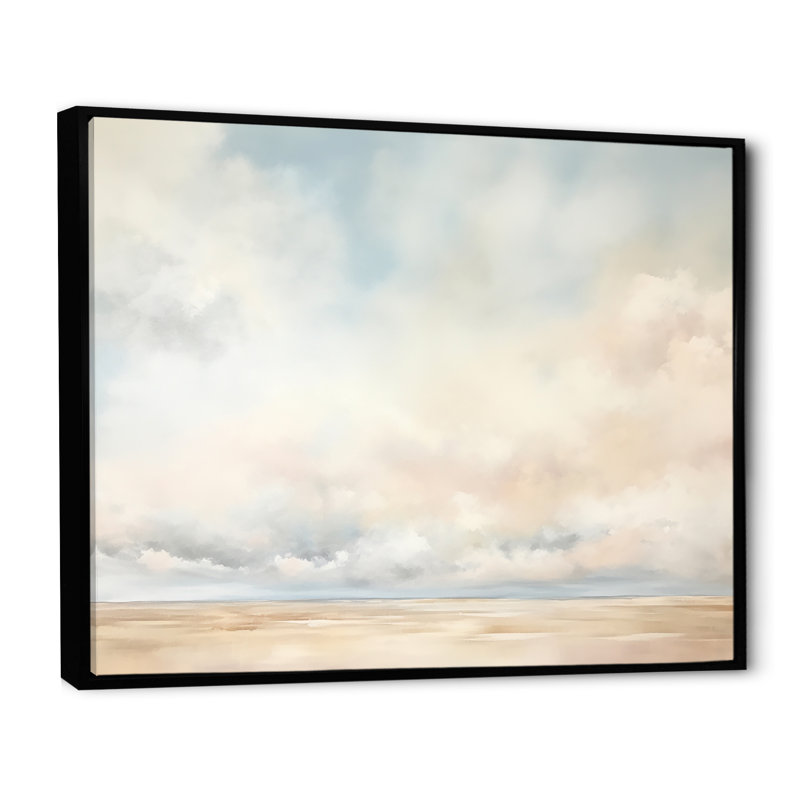 Minimalisme, ciel nuageux, paysage I sur toile, H 34 po x l 44 po x P 1,5 po, Cadre flottant noir