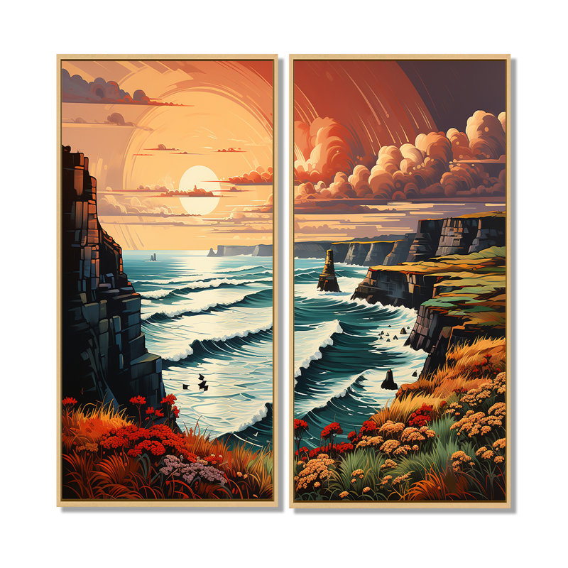 Irlande, falaises de Moher II, 32" H x 32" W, Floater Frame, Cream