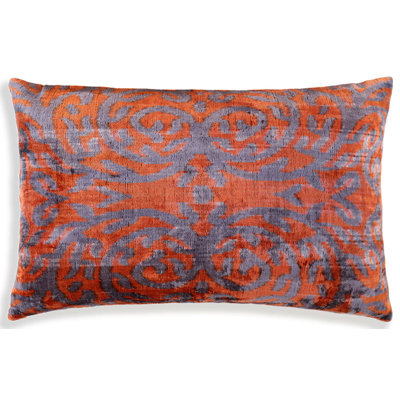 Burnt Orange & Lavender Damask Velvet Pillow – Handmade 16X24