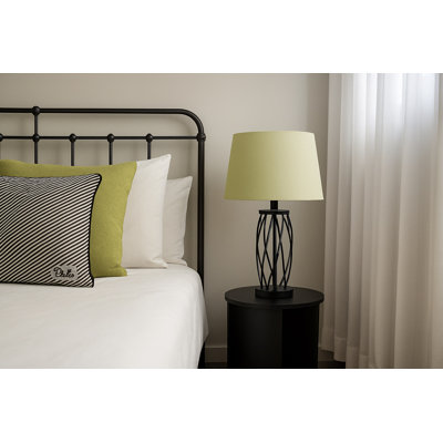Alexarae 50cm Black Frame Style Table Lamp with Linen Shade