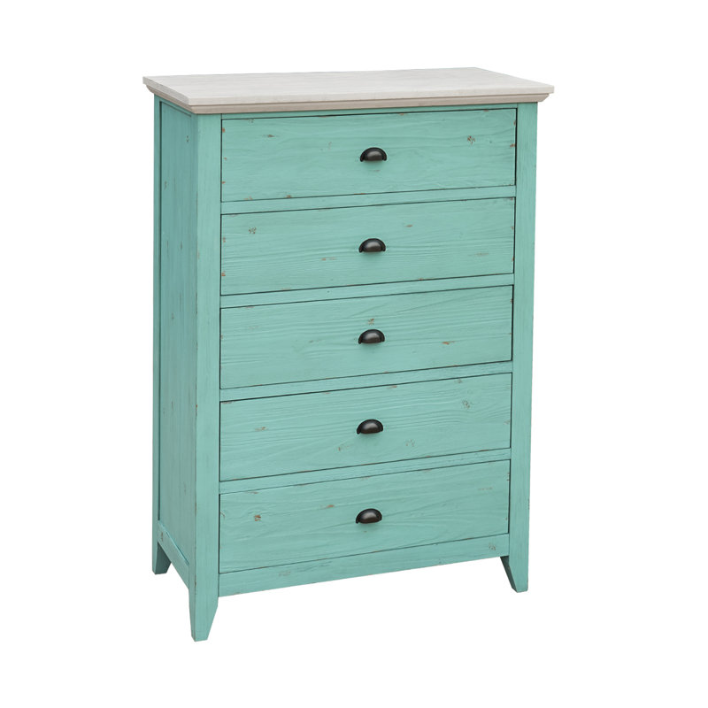Milne 39'' W 5 - Drawer Dresser, Aqua