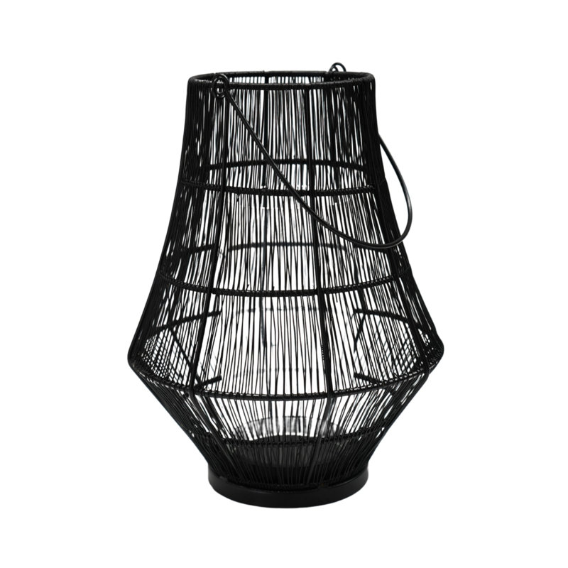 Ivyline Outdoor Portofino Curve Wirework Lantern 40cm Solar Powered Outdoor Lantern