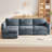 4-Piece Modular Sectional Sofa with Storage Ottoman, Blue-Grey-176095618