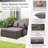 Wicker Loveseat Sofa Set Patio Rattan Daybed With Ottoman & Retractable Side Tray-1356756294