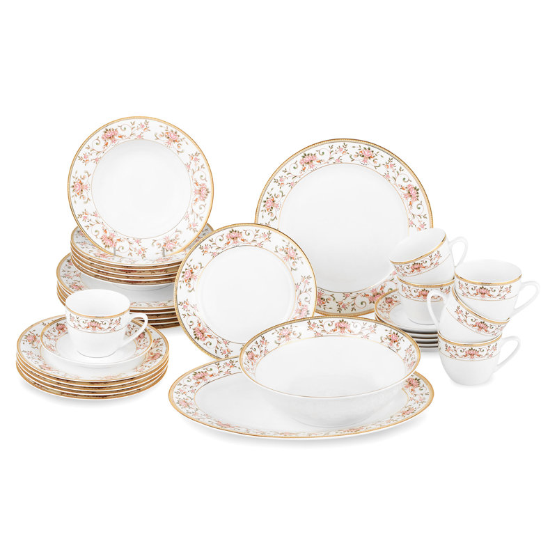 Conlon Porcelain China Dinnerware Set 32 Piece - Service for 6