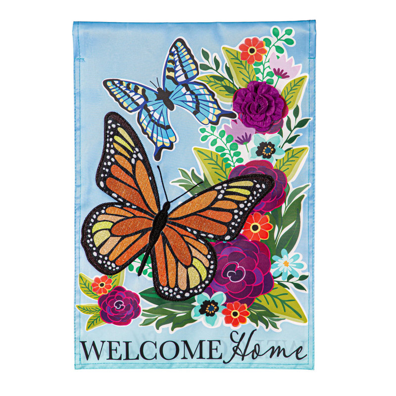 Drapeau de jardin Welcome Home Butterflies