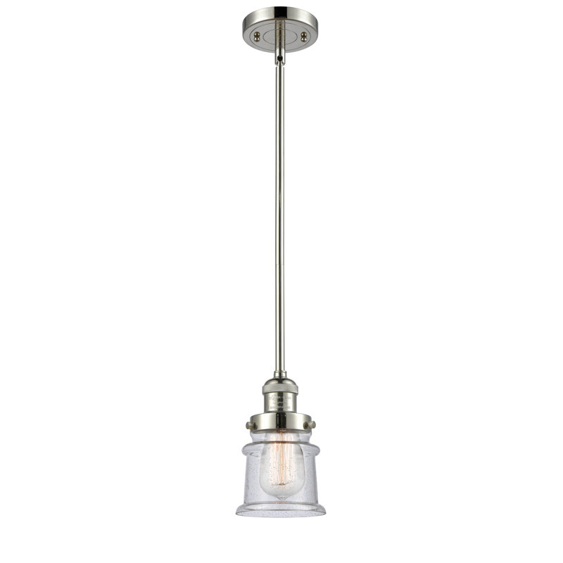 Luminaire suspendu en forme de cloche à 1 lumière Alexandira, Ampoule DEL 6 watts Vinage, Grainé, Nickel poli