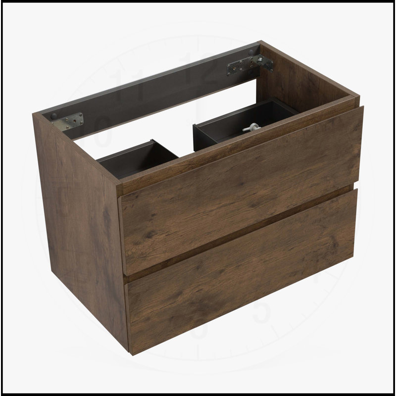 Meuble-lavabo mural avec tiroirs doubles SANS lavabo, H 20,5 po x l 29,7 po x P 17,9 po, Noyer