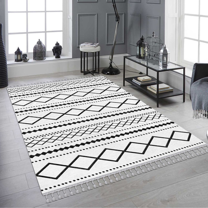 Trasdamad Cotton Black/White Rug, Rectangle 180 x 250cm