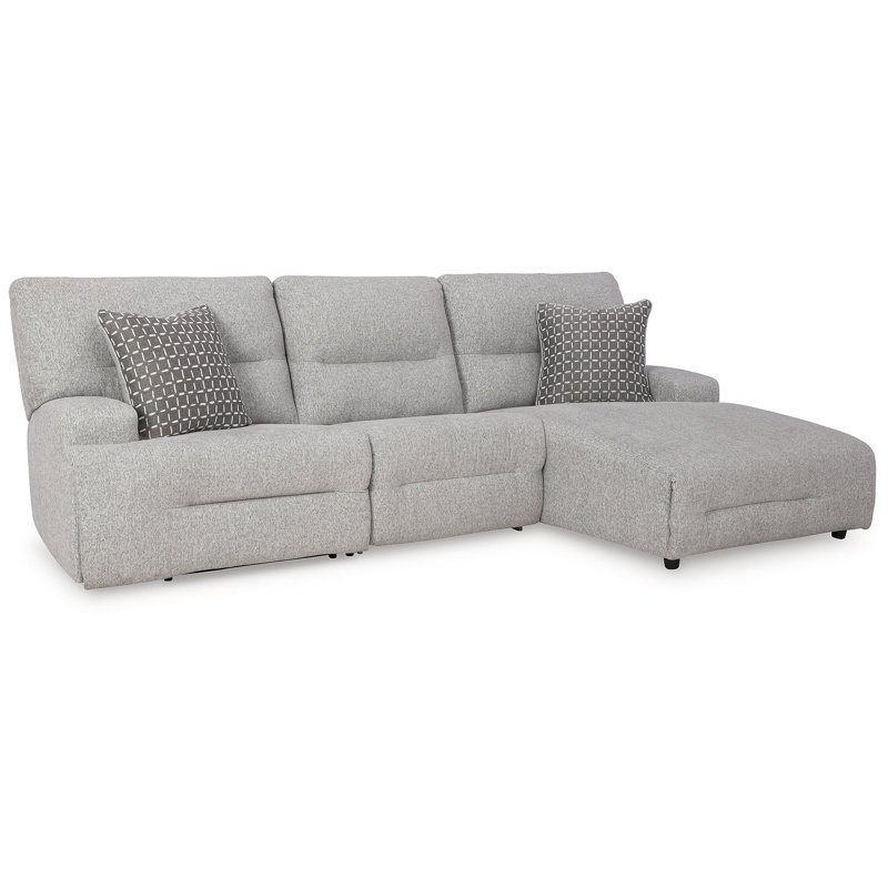 Canapé modulaire inclinable électrique 3 pièces Depaul, Orienté à droite, Polyester gris