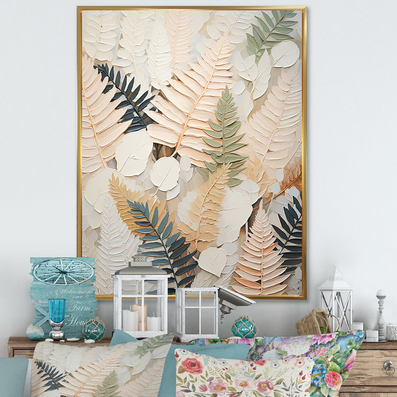 «Golden Ferns Silent Gracefulness» sur toile, Encadrement doré, H 32 po x l 24 po