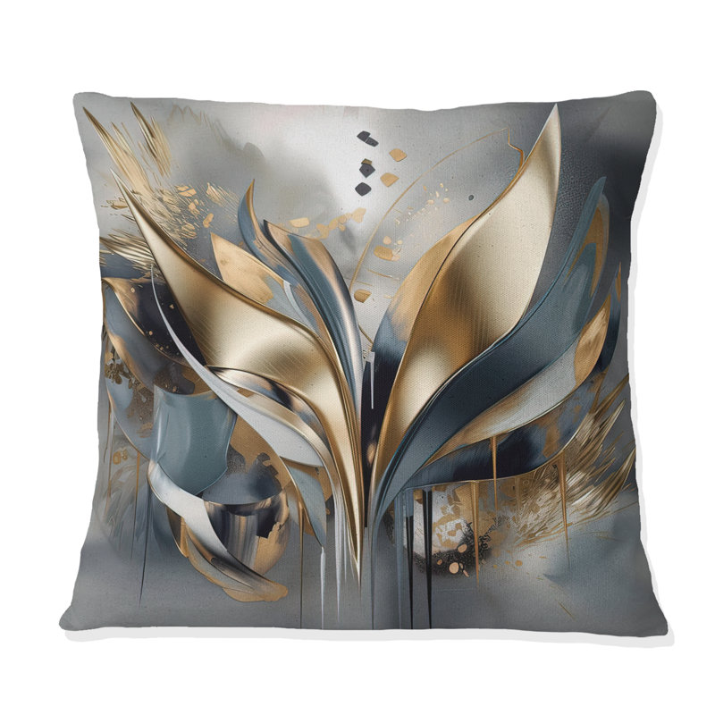 Abstract Shapes And Lines IV - Abstract Marble Printed Pillow, 16"H x 16"W, Square