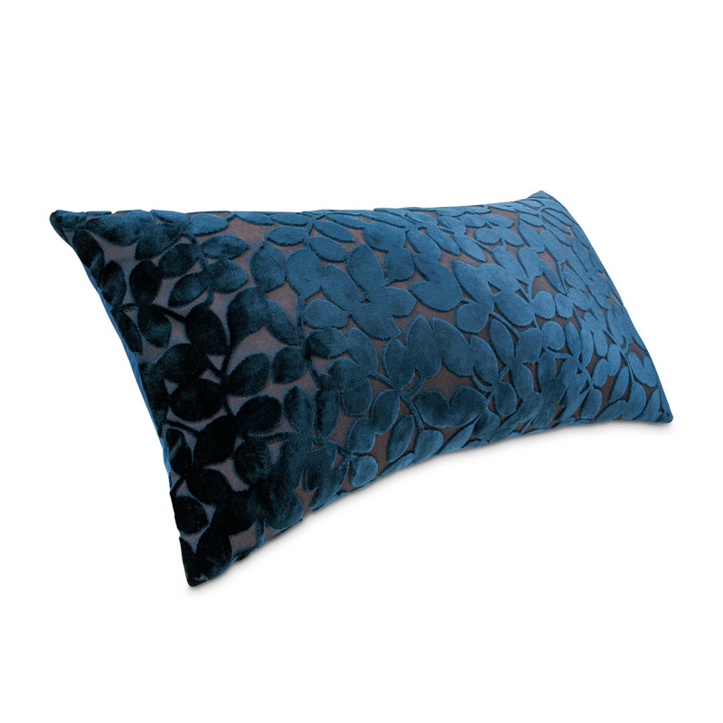 Floral Feather Reversible Throw Pillow, Sapphire