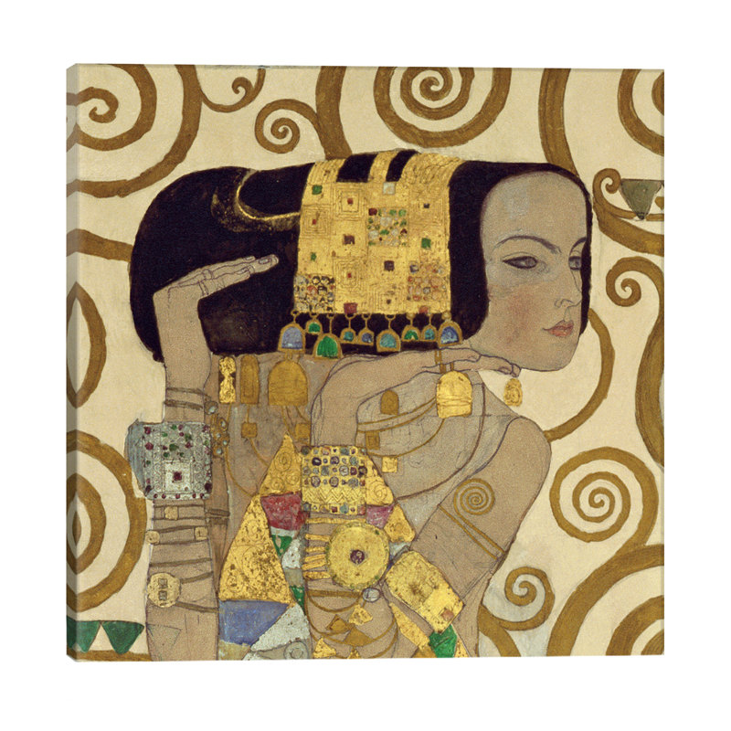 « expectation, square details » par gustav klimt,, impression sur toile tendue, H 12 po x l 12 po x P 0,75 po