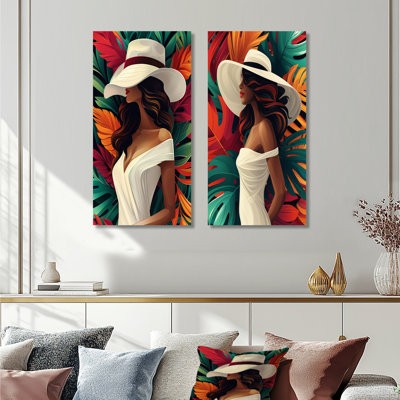Ensemble de 2 pièces d'art mural pop art blanc et vert