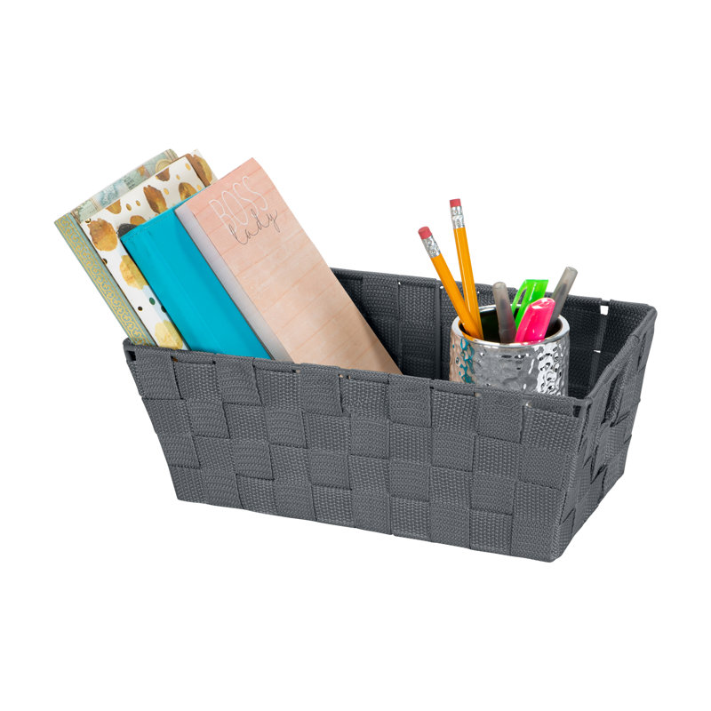 Panier en tissu, gris, H 4,5 po x l 11,4 po x P 6,5 po, 4
