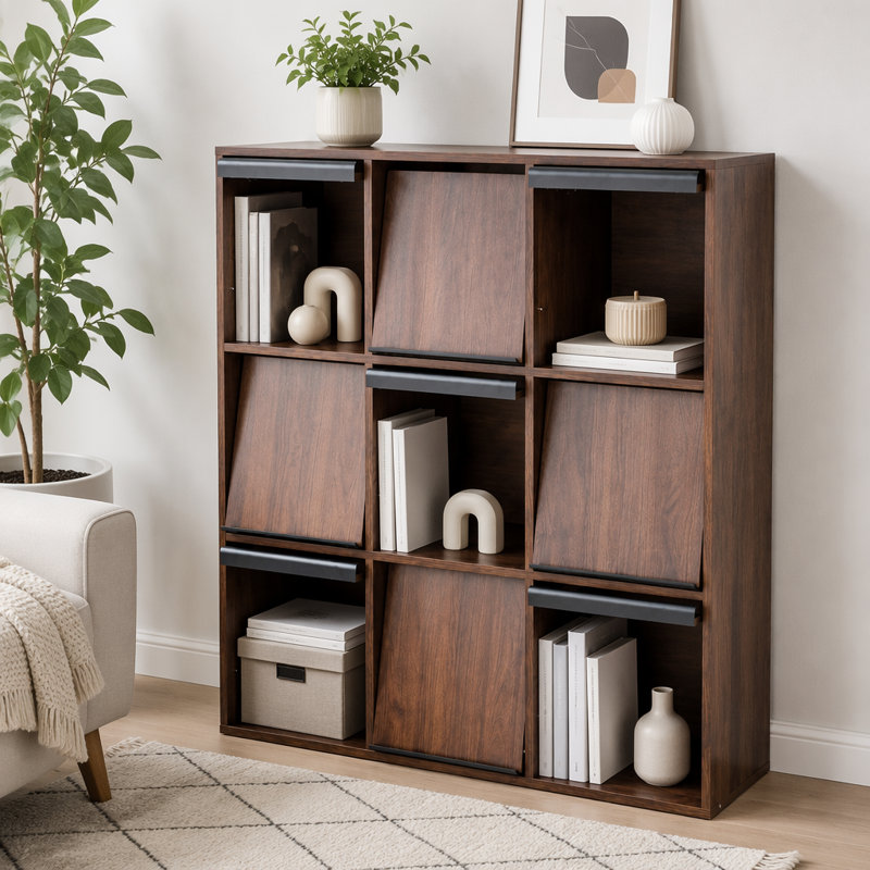 9-Cube Storage Bookcase with Flip Doors