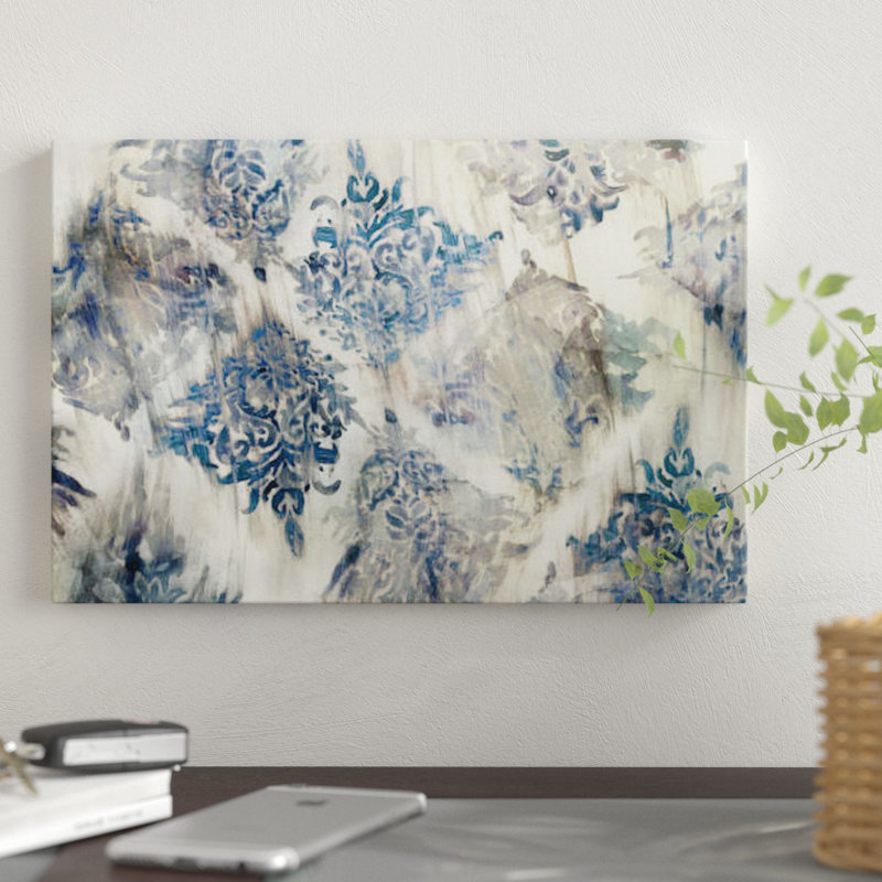 «Lucid Damask I» par Pl Galeria - Estampe numérique sur toile tendue avec châssis, H 12 po x l 18 po x P 1,5 po, Pas de tapis