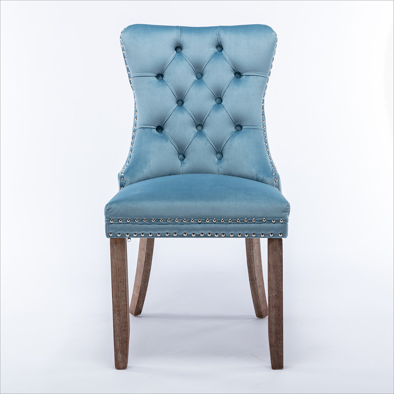 2 Pcs High-End Tufted Solid Wood Contemporary Velvet Upholstered Dining Chair With Wood Legs Nailhead Trim,Upholstered dining room chair,dinning chair,kitchen chair