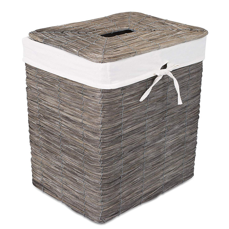 Wicker Laundry Hamper with Handles, Gray