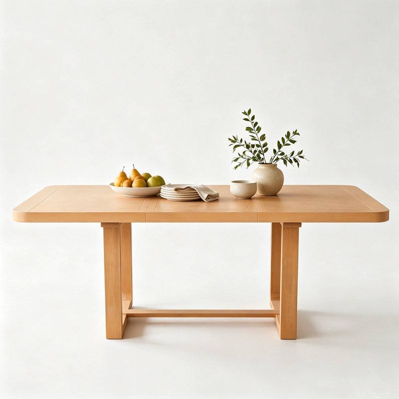Extendable Solid Wood Dining Table, Natural