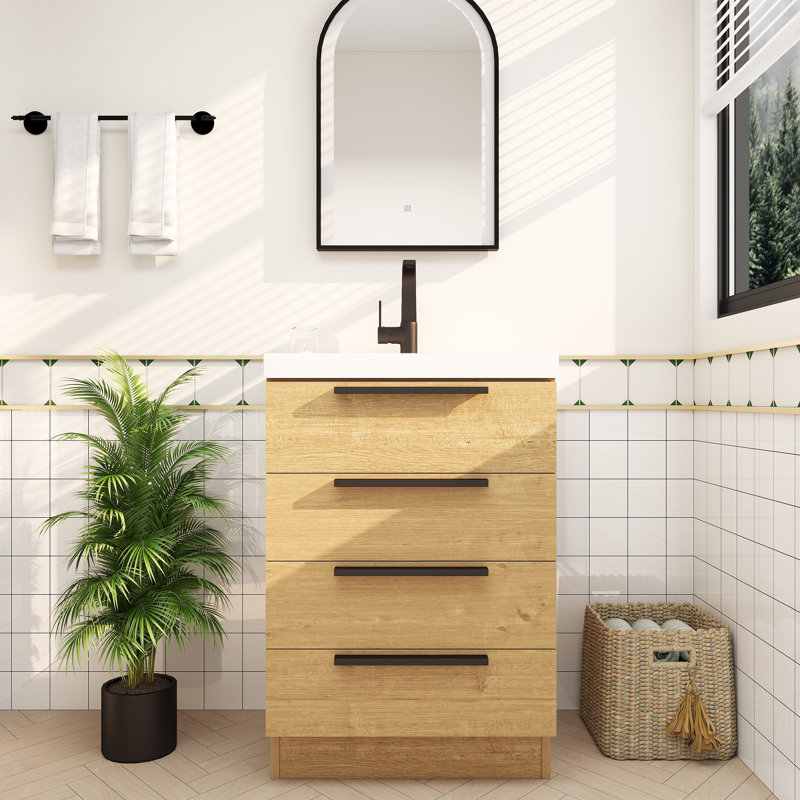 Meuble-lavabo autoportant Carla, 24", Chêne naturel