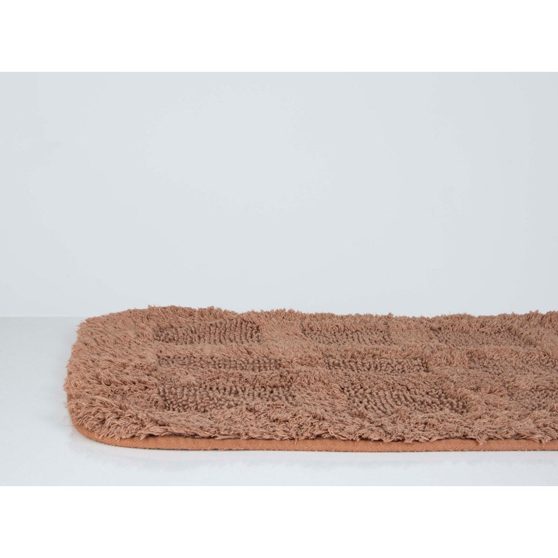 Ensemble de 2 tapis de bain de couleur unie Hazem, Brun