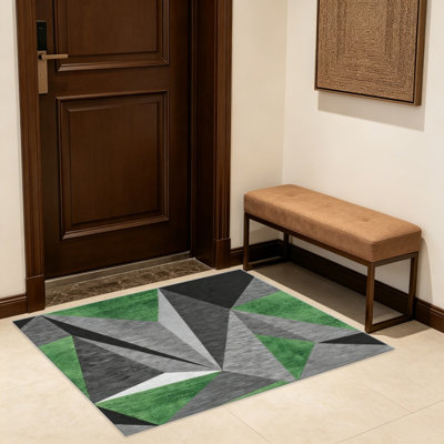 Tapis rose et jaune triangulaires pour le salon, doux et confortable, convenant à toutes les saisons, facile à entretenir, tapis d'intérieur lavable à la machine, sous la table de ferme convenant à la chambre à coucher, à la salle à manger, au bureau, au balcon et au patio