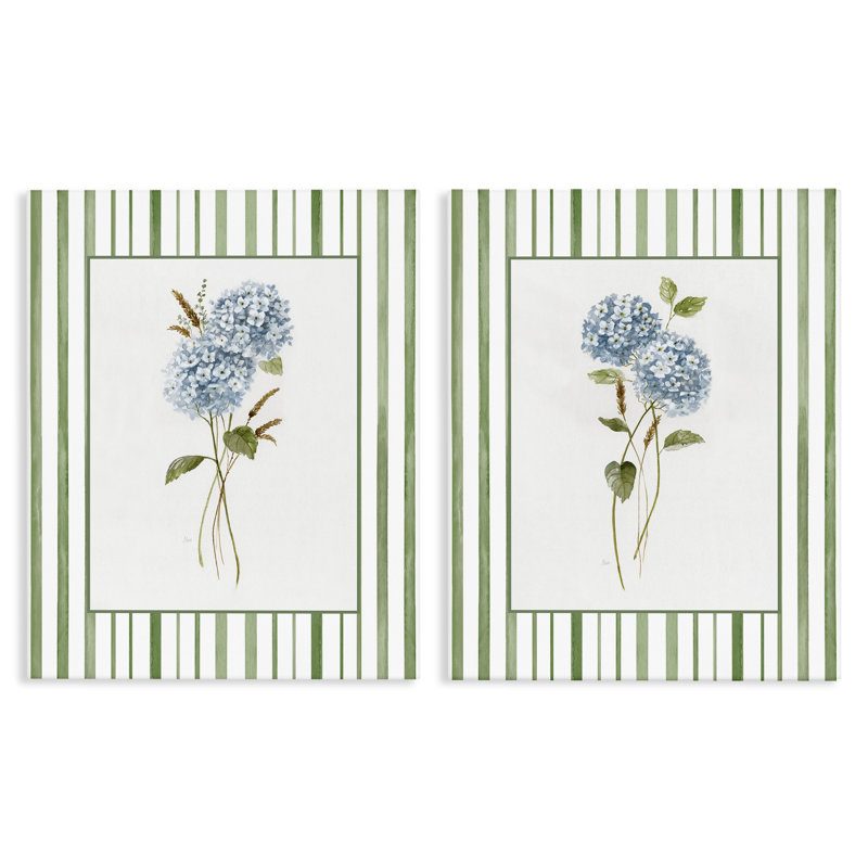 Ensemble de 2 toiles de blé et d'hortensias, conception par Nan, H 20 po x l 16 po
