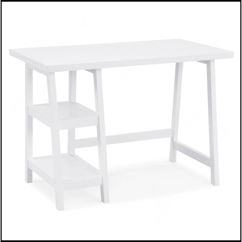 Bureau d'écriture contemporain en bois avec rangement, blanc