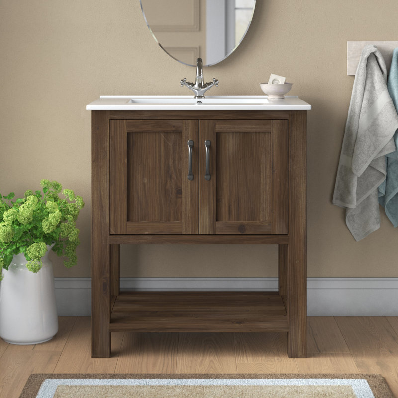 Thiessen 30'' Single Bathroom Vanity with Porcelain Top