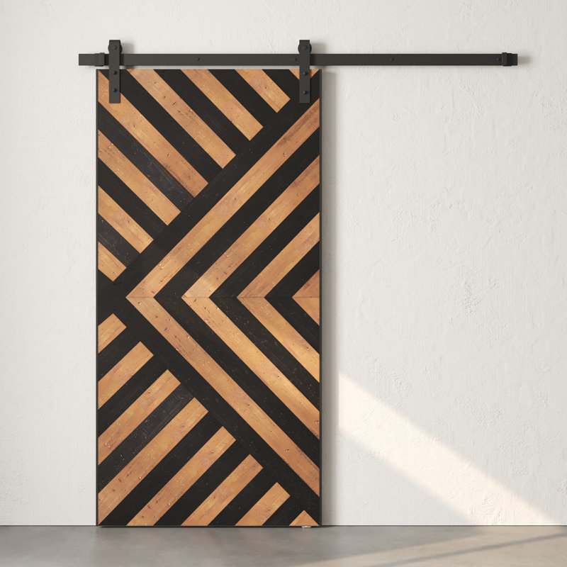 Porte de grange en bois massif Malibu teintée avec trousse de quincaillerie d'installation, 40 po x 83 po, Enigma espresso