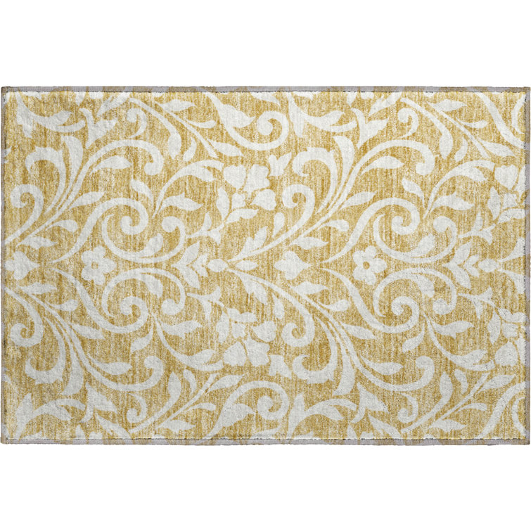 Premium Machine Washable Prisco Gold Rug