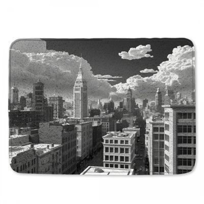 Tapis de bain noir et blanc Cityscape