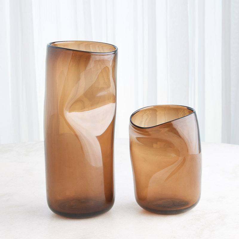 Contour Vase, Tobacco, 15" H x 7.25" W x 6.75" D