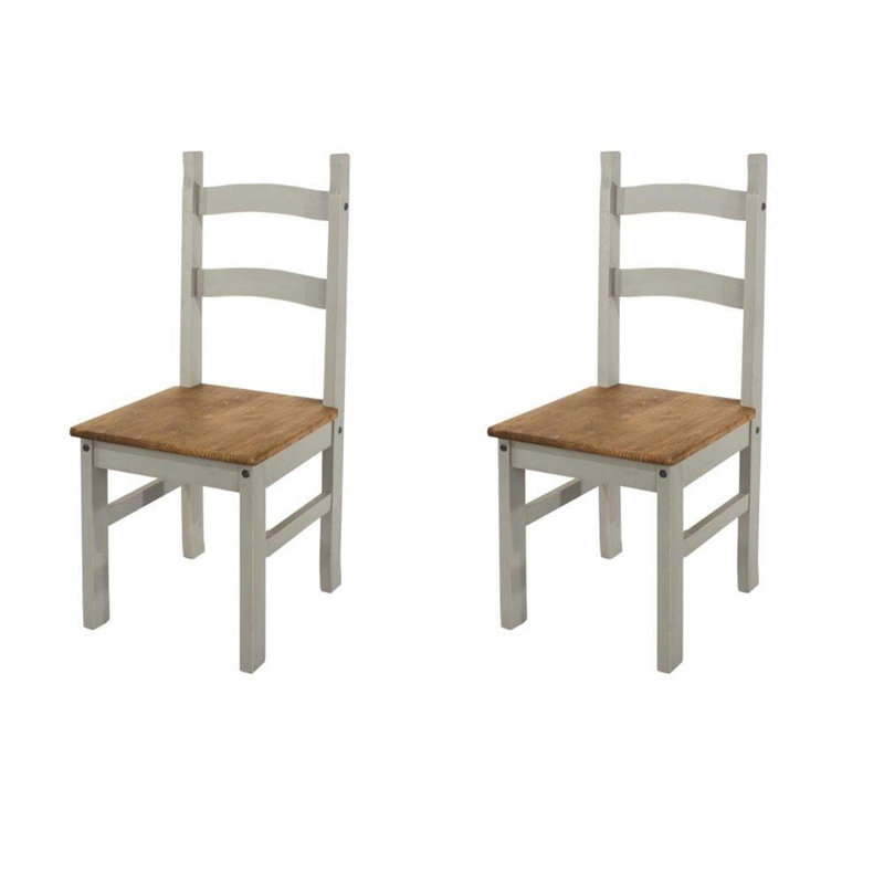 45cm H Solid Wood Ladder Back Parsons Chair, Grey