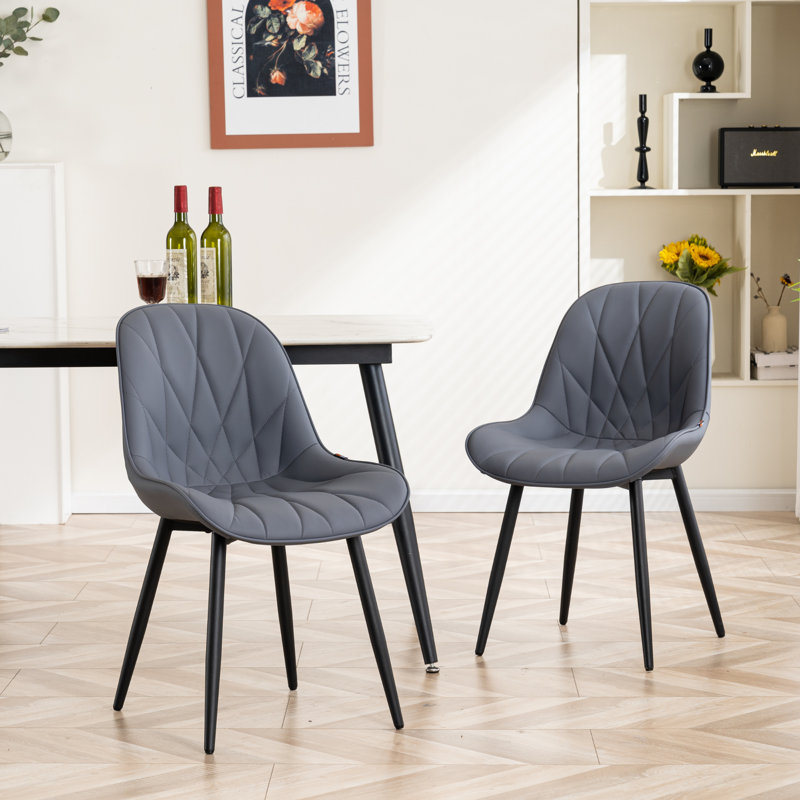 Chaise d'appoint rembourrée en similicuir Chardee, Gris / mauve