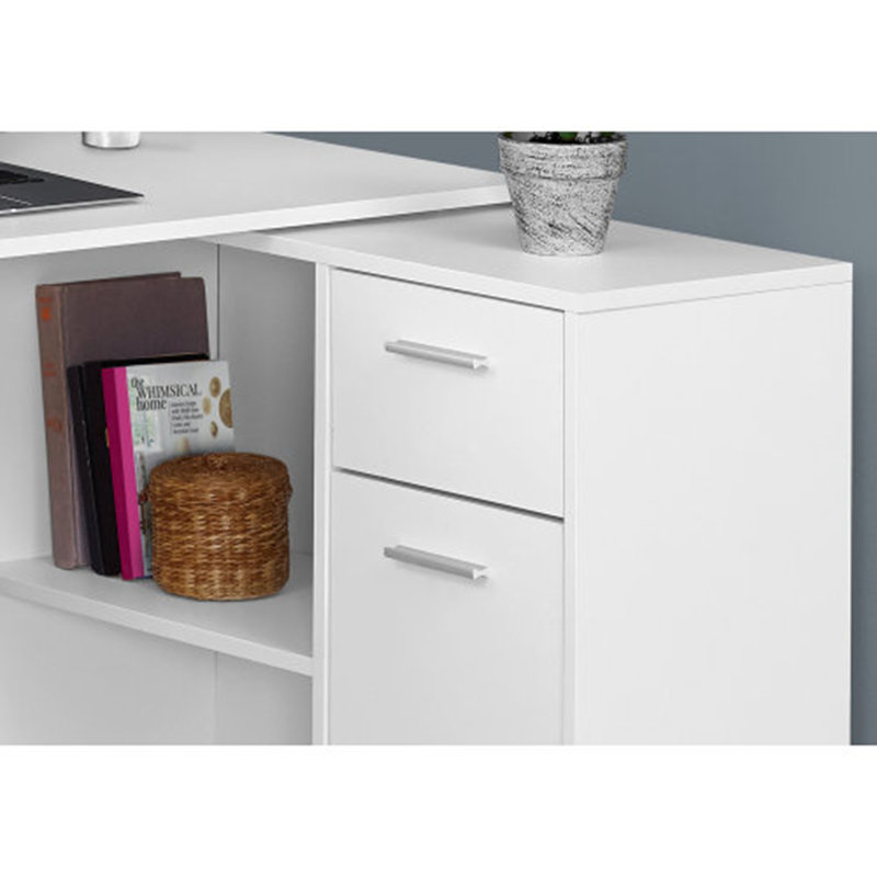 Bureau d'ordinateur, bureau personnel, coin, tiroirs de rangement, L de 46 po, bureau, ordinateur portable, stratifié, contemporain, moderne