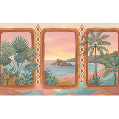 Tropical Coastal Landscape Wallpaper Sunset Sky Palm Trees Wall Mural