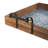 Brown Wood Floral Living Room Decor Tray with Tile Patterns, Set of 2 23", 19"W