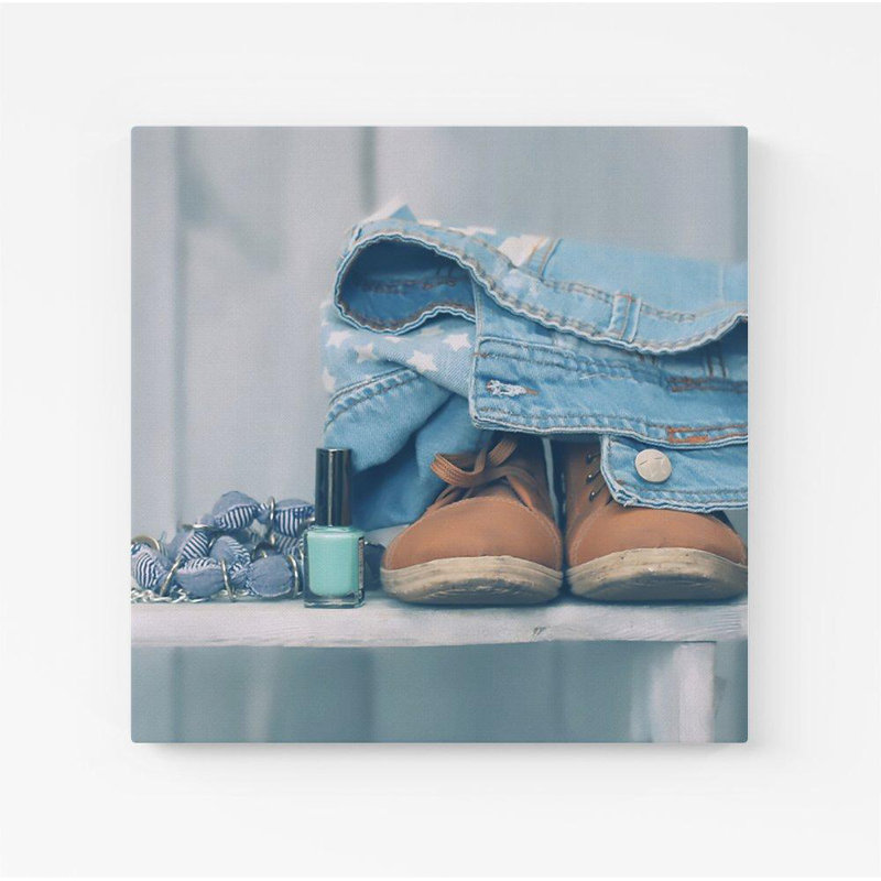 Shoes On The Bench - Wrapped Canvas Print