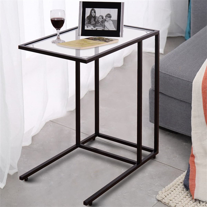 Glass Top Floor Shelf End Table