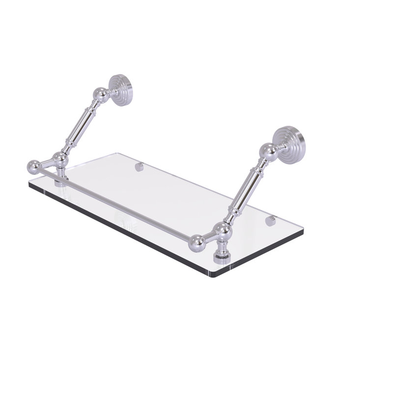 Tablette flottante avec barre de galerie hertzler, Chrome satiné, H 7,3 po x l 18 po x P 8,6 po