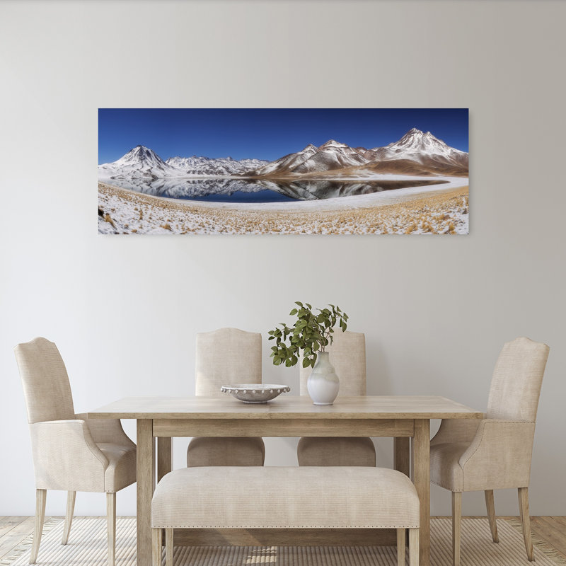 «Snowy Mountain Lake», art dramatique serein, paysage dramatique, montagne, réflexion, H 20 po x l 60 po
