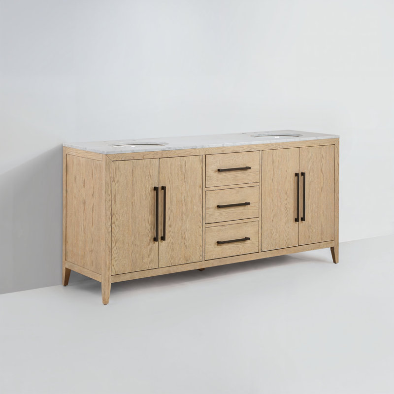 60" Undermount Double Bathroom Vanity Set, Wire Brushed Dark Oak, 72"