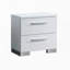 Table de chevet 2 tiroirs en bois, blanc brillant